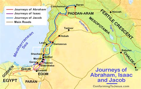 Map of the Journeys of Abraham .